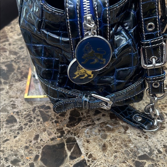 MCM Midnight Blue Crocodile Embossed Satchel - Picture 5 of 14